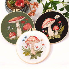 Mushroom Embroidery Kit - DIY Embroidery Material Bag Set