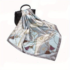 Horse Print Satin Silk Square Scarf Head Wrap Classic Sunscreen