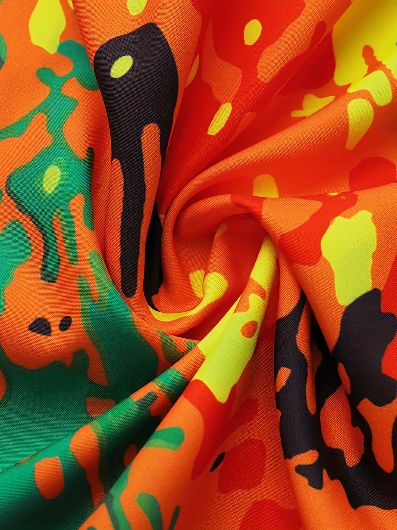 Abstract Print Dress Boho Keyhole Long Sleeve Women's Clothing