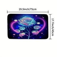 3pcs Flower Non Slip Shaggy Bathroom Rug Set Soft & Dry Carpets Extra Absorbent