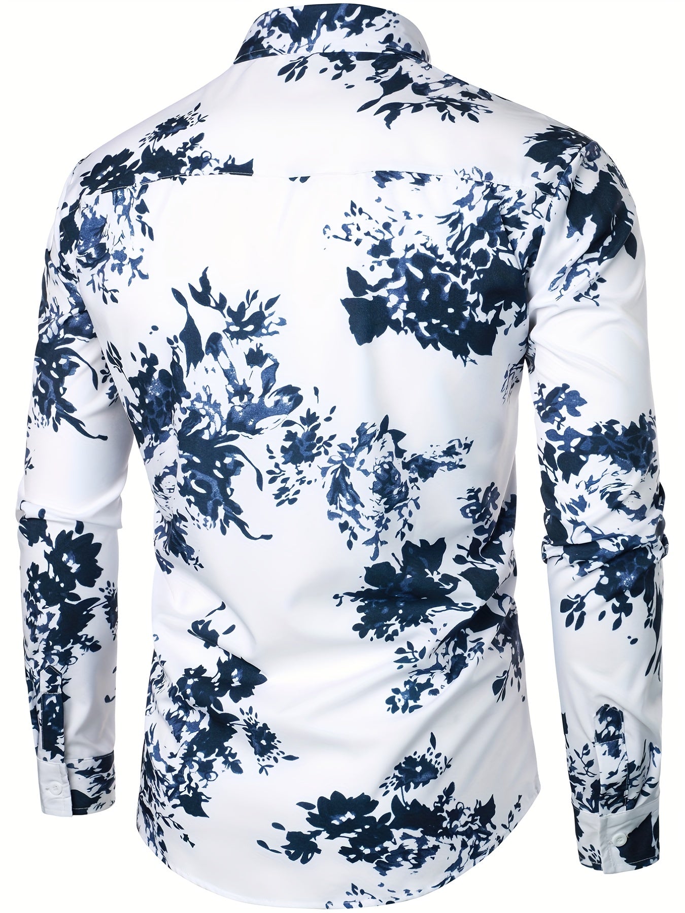 Men s Formal Flower Print Button Up Shirt for Business Occasion