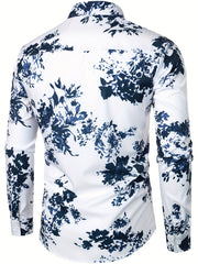 Men s Formal Flower Print Button Up Shirt for Business Occasion