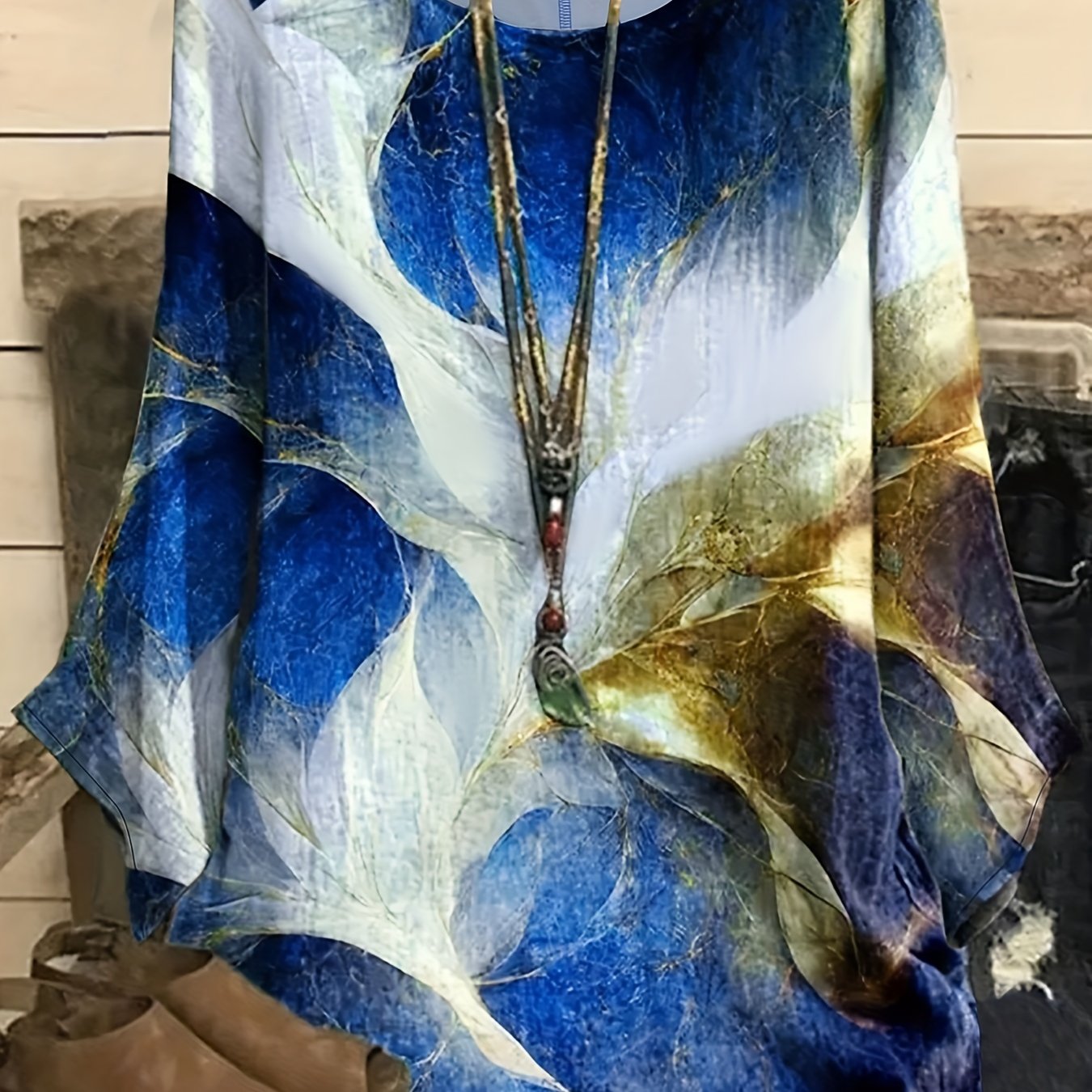 Floral Print Long Sleeve Round Neck T Shirt