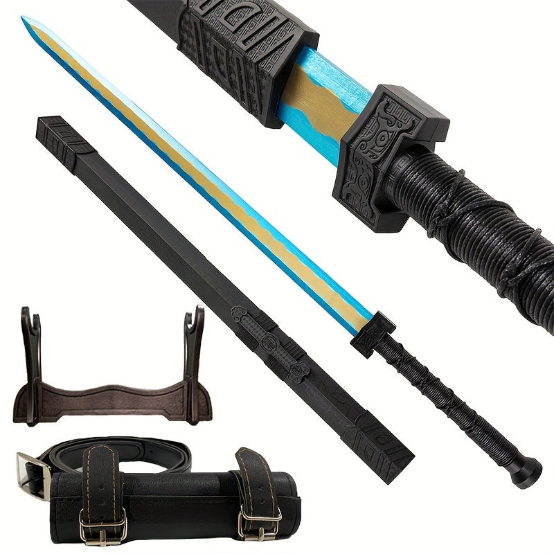 Wooden Katana Sword Samurai Sword With Belt And Stand For Anime Cosplay