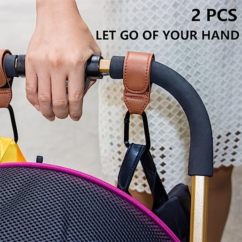 2pcs Baby Stroller Hook Multifunctional Artificial Leather Stroller Hooks