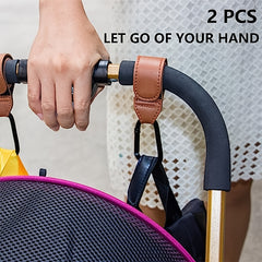 2pcs Baby Stroller Hook Multifunctional Artificial Leather Stroller Hooks