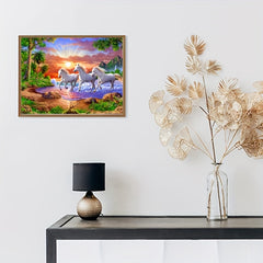 DIY 5D Diamond Painting Kit Horses Pentium Home Wall Decor Gift 30x11in