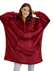 Casual Lounge Robe Women's Plus Soft Sherpa Wearable Blanket