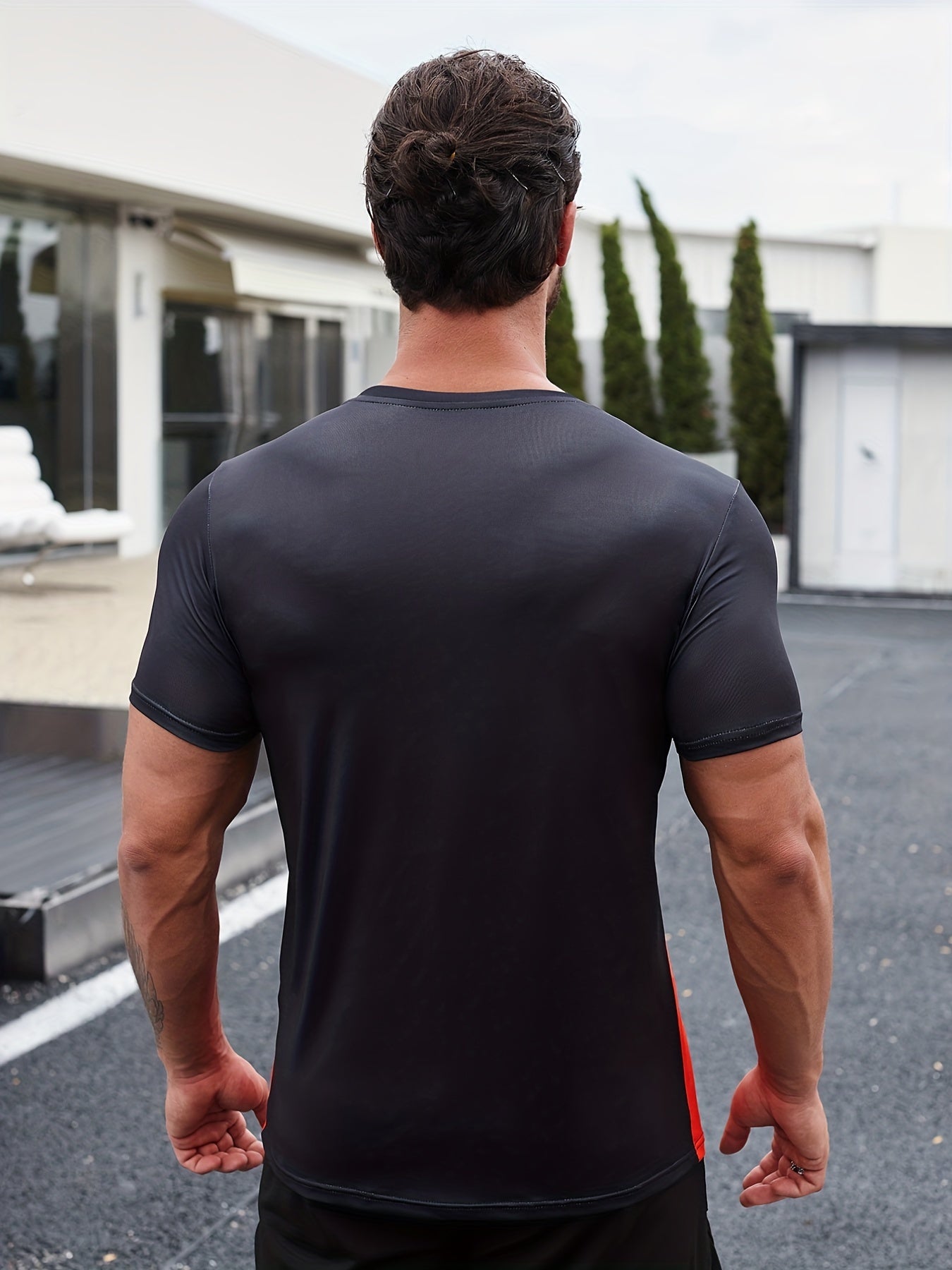 Gradient Short Sleeves Crew Neck Pullover Shirt for Men - Quick Dry Tee