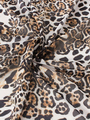 Leopard Print Wrap Mesh Beach Cover Up Skirt