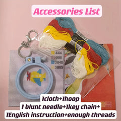 Cartoon Cross Stitch Key Ring Kit for Bag Decoration
