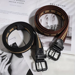 Canvas Belt Men's Decorative Jeans Punching Belt for Young Students