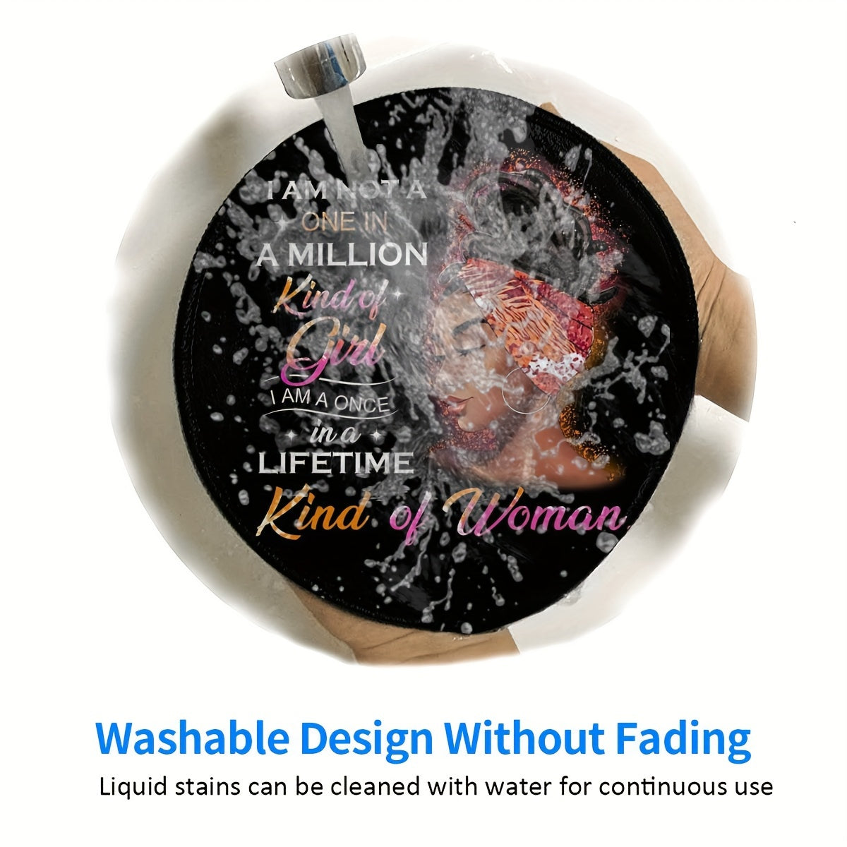 Girl Pattern Mouse Pad Round Mouse Mat Non Slip Rubber Base Mousepad