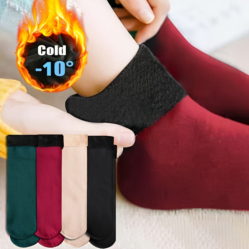 8 Pairs Plush Lined Home Floor Socks Women's Stockings