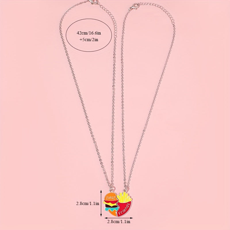 BFF Necklaces Hamburger Fries Matching Necklace For Friends