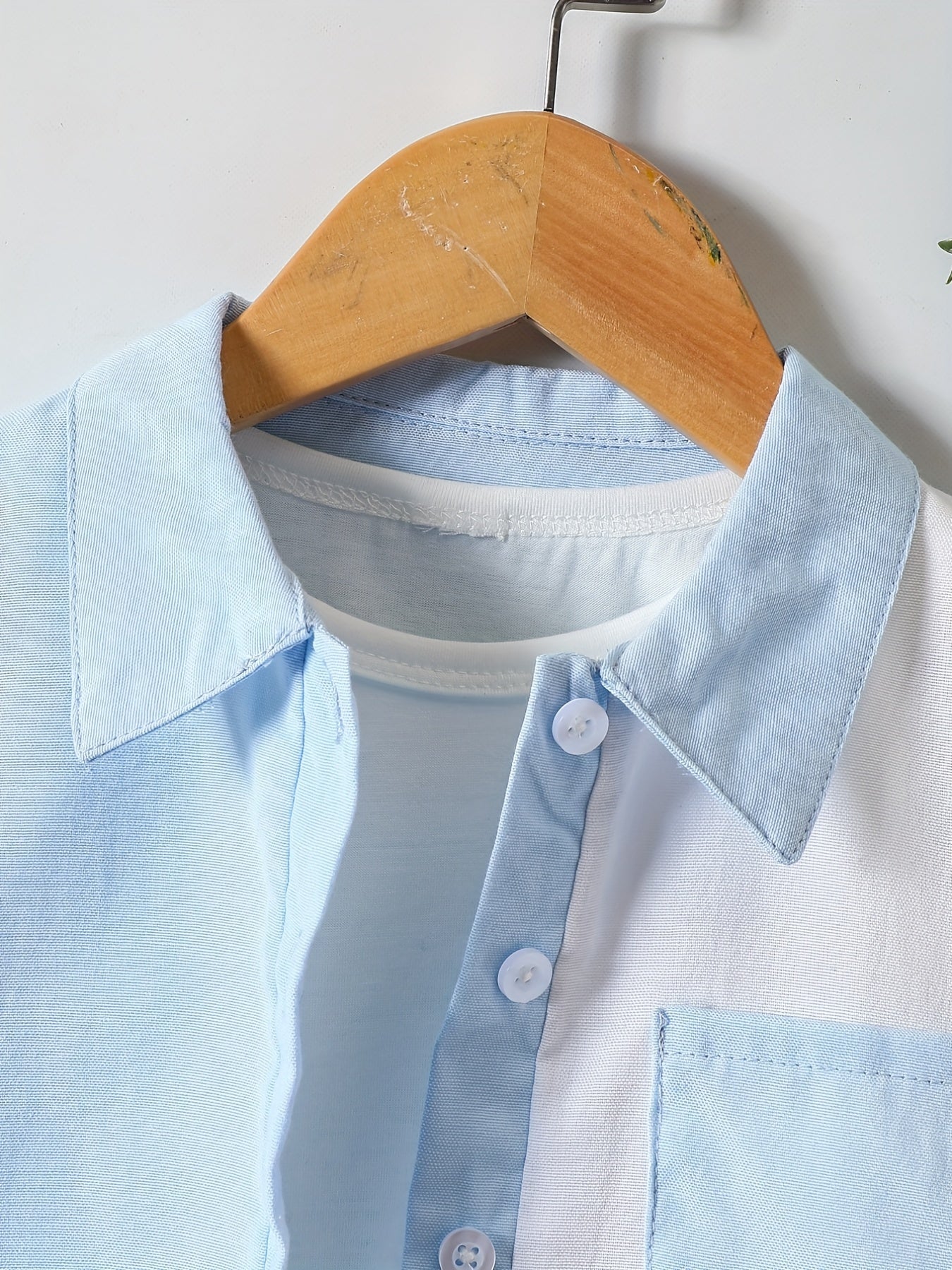 Boys Block Short Sleeves Shirt Preppy Style For Summer Kids Clothes