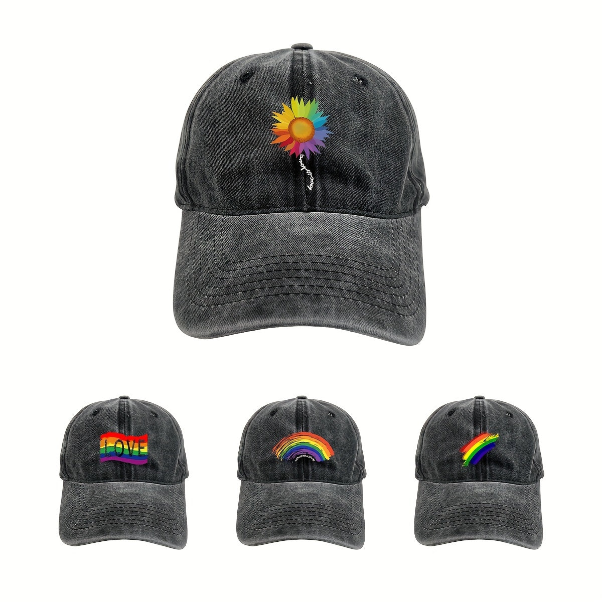 Rainbow Sunflower Baseball Cap for Sun Protection