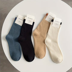 Striped Cotton Mid Calf Socks for Autumn/Winter