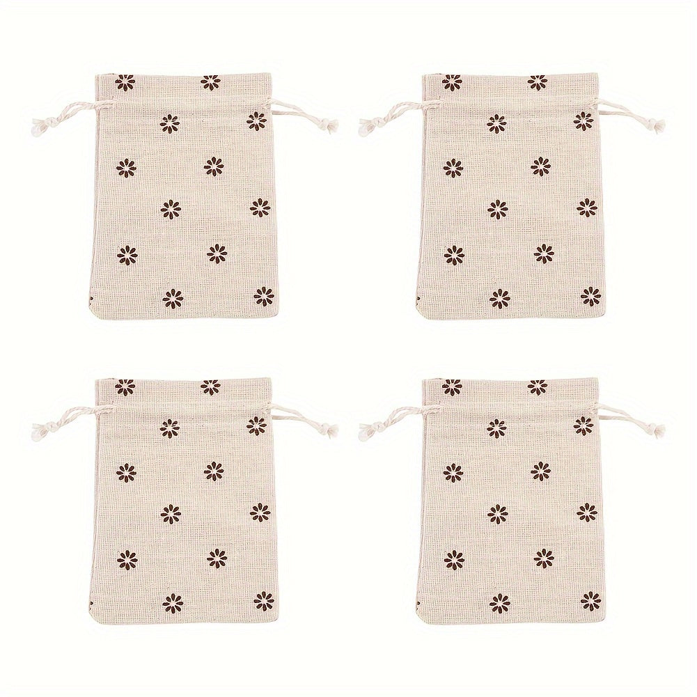 50pcs Printed Leaf Drawstring Bags 14x10cm