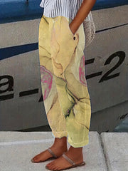Graphic Print Dual Pockets Loose Pants Casual Comfy Pants