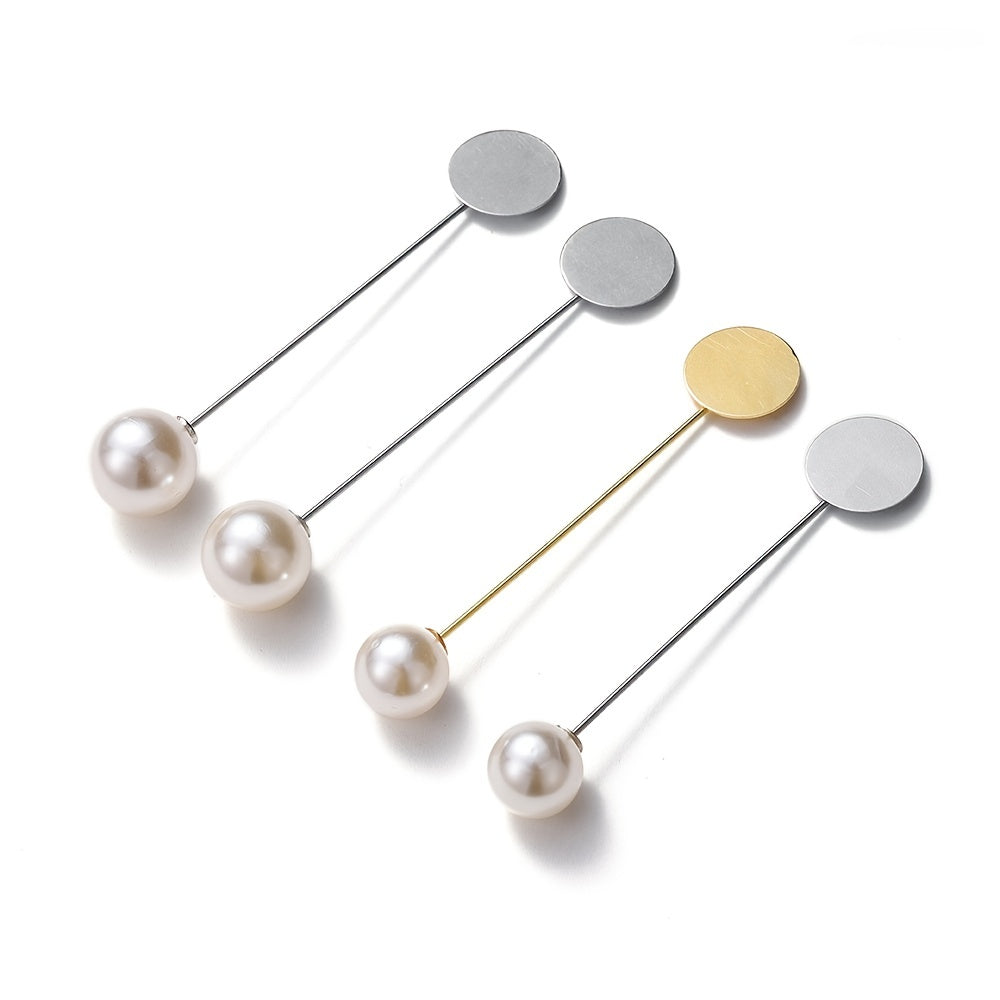 5Pc Pearl Disc Alloy Brooch Pins for DIY Jewelry