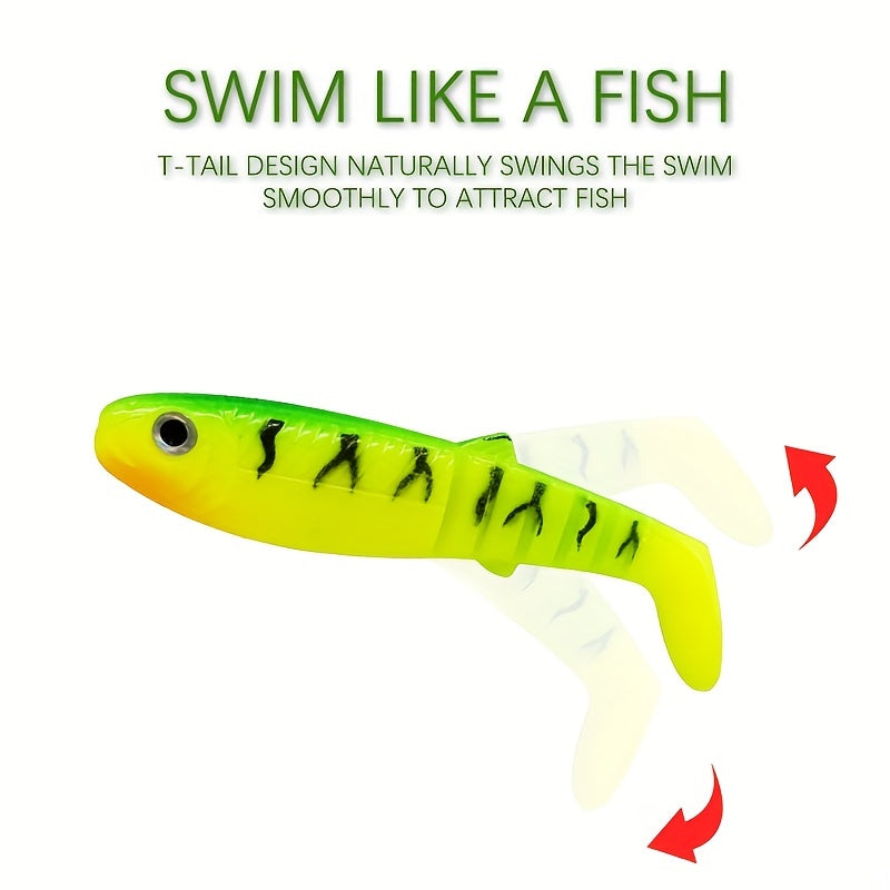 3pcs Soft Bait T Tail 3D Eyes Earthworm Soft Lure Artificial Silicone Bait