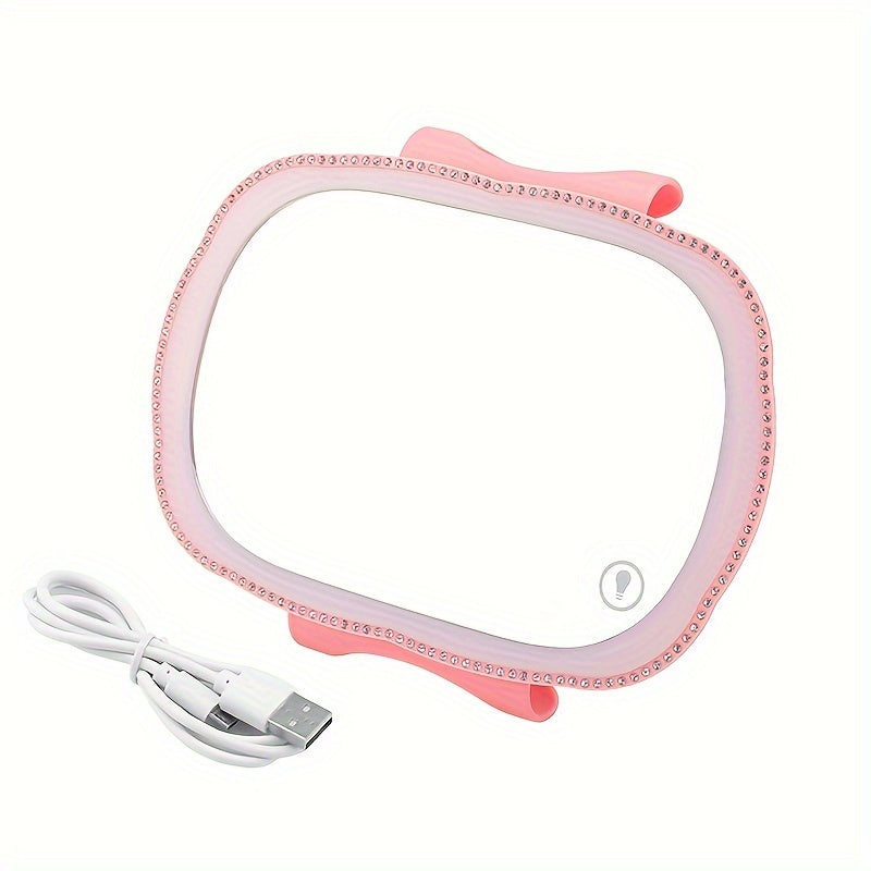 Car Visor Makeup Mirror USB Rechargeable Touch Light