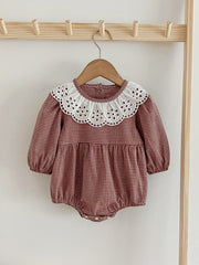 Puffy Sleeve Button Baby Girls Rompers Newborn Bodysuit