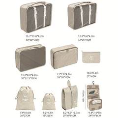 9pcs Travel Packing Bags Luggage Tote Bags With Shoe & Toiletry Bag