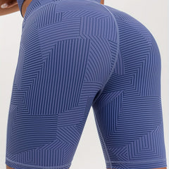 Geometric Pattern High Stretch Sports Shorts Tummy Control Running Shorts