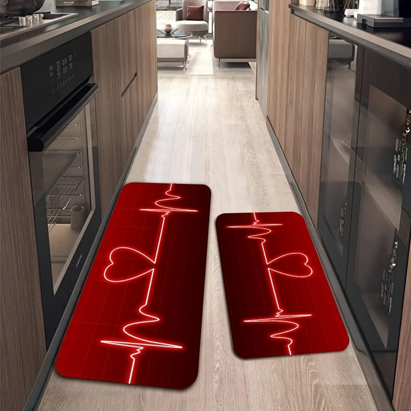 Heartbeat Picture Pattern Rug Decorative Floor Mat Machine Washable Car