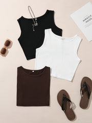 3-Piece Solid Tank Top Set - Women's Clothing