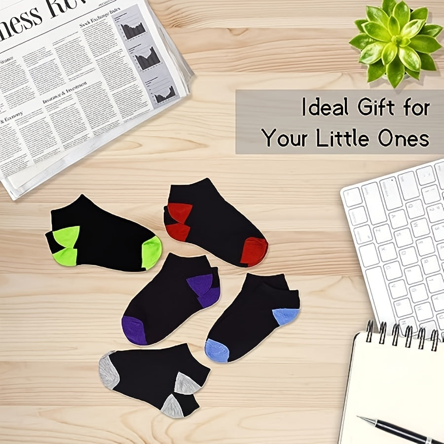 25 Pairs Boys Kids Breathable Comfy Low Cut Ankle Socks Block Socks