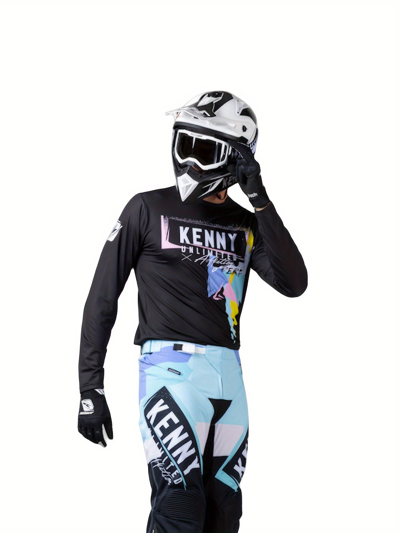 Men's Geometric Pattern Cycling Jersey - Moisture Wicking Long Sleeve Shirt