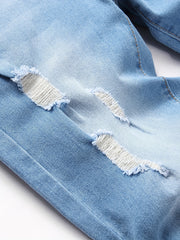 Slim Fit Cat Catch Jeans Casual Distressed Denim Pants
