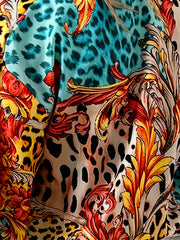 Baroque Print Lantern Sleeve Blouse