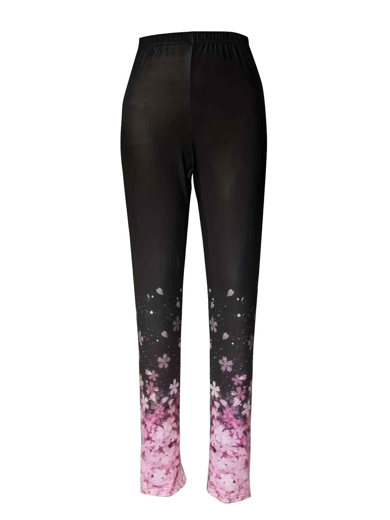 Floral Print Leggings Casual High Waist Slim Long Length
