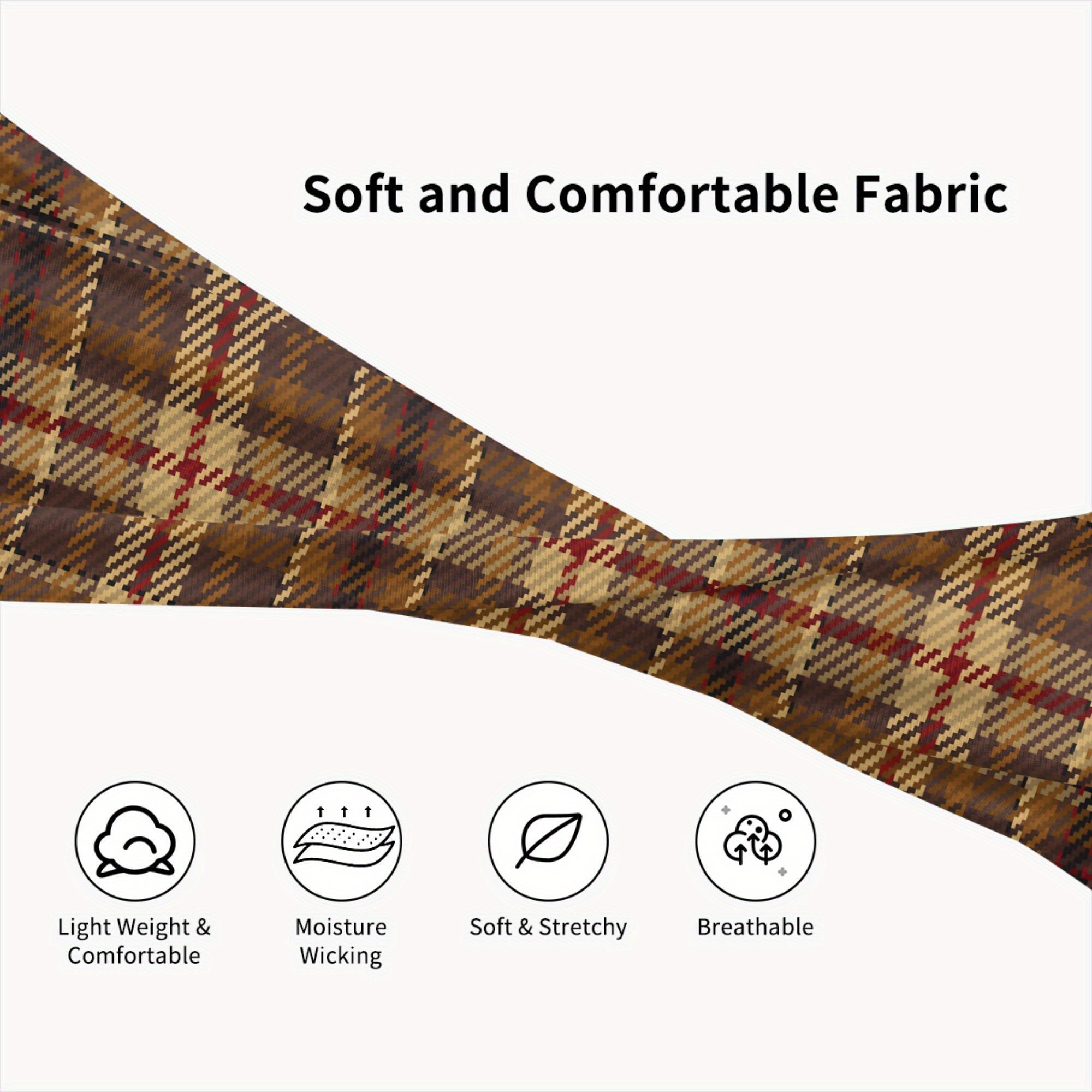 Men's Vintage Plaid Headband Non Slip Hairband Mustard Brown Red Retro Accessory