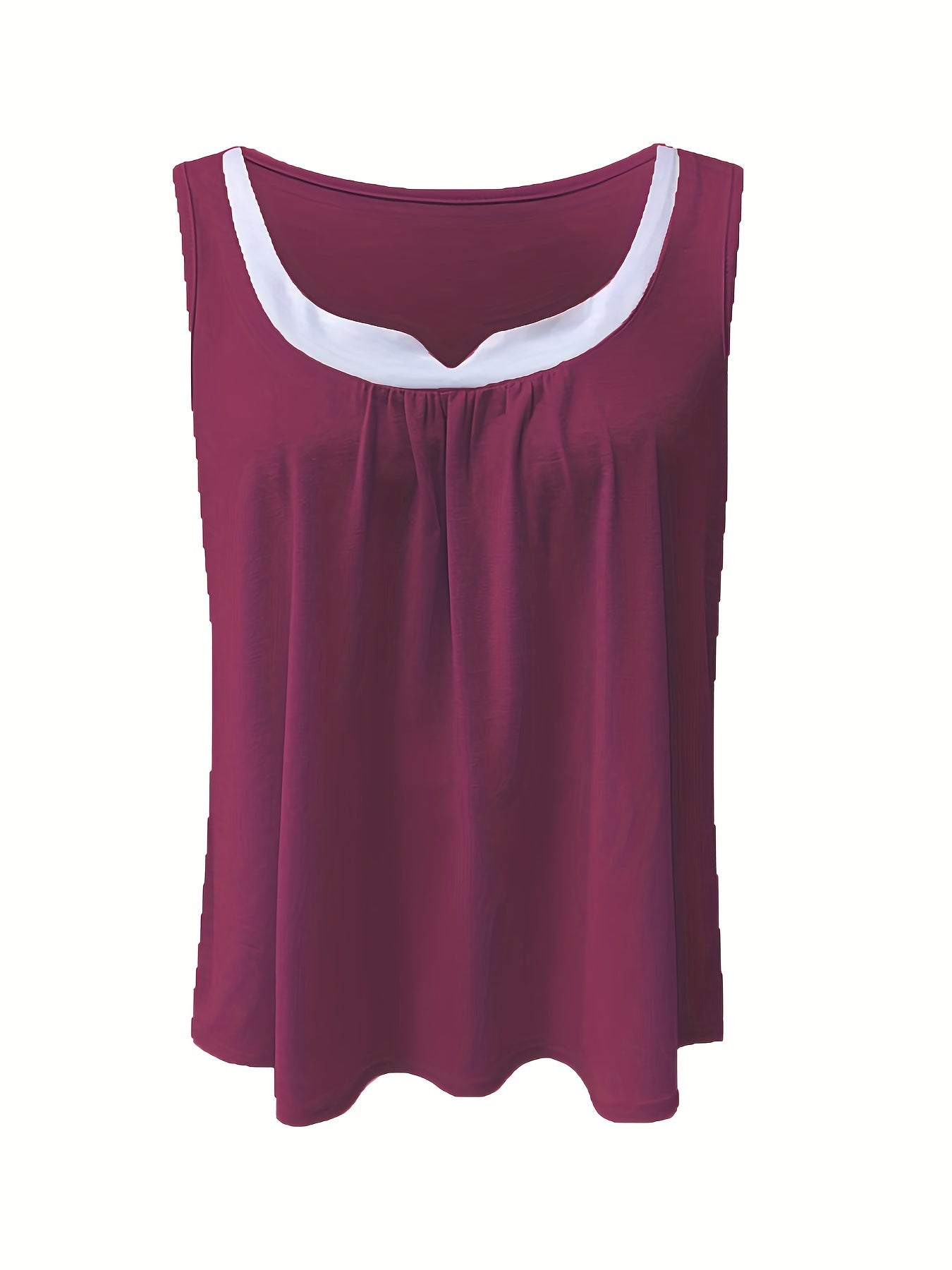 Colorblock Notched Neck Tank Top