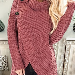 Casual Sweater Women's Plus Knitted Mock Neck Pullover Jumper