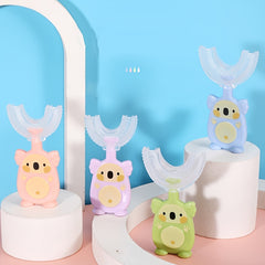 6 Year Old Kids U Shaped Silicone Toothbrush & Baby Toothpaste Set