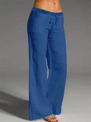 Casual Drawstring Wide Leg Long Length Pants Women's Clothing