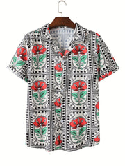 Flower Print Men's Casual Hawaiian Shirt