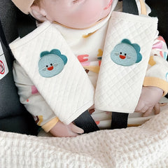 Baby Stroller Seat Belt Protectors Car Seat Shoulder Pads Cotton Embroidery