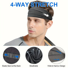 Men's Athletic Headband Sweat Absorbent Non Slip Sports Band Quick Dry