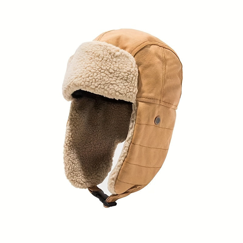 Outdoor Windproof Ear Protection Fleece Lined Warm Hat Men Women