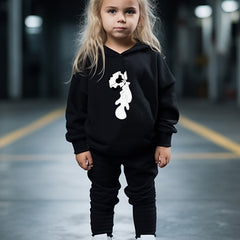 OERYUI Kids 2pcs Milk Print Hoodies Pants Set Activewear