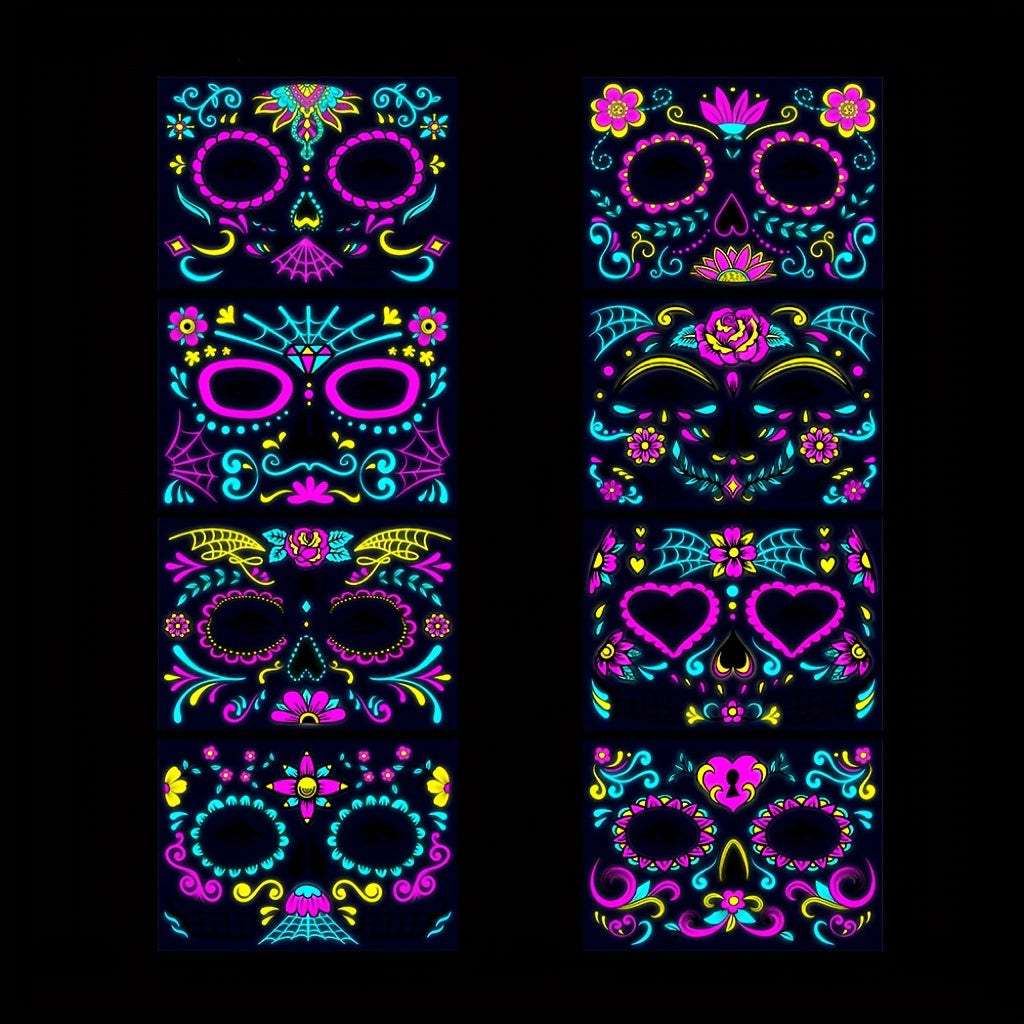 Luminous Fluorescent Stickers Halloween Dress Party Tattoo Stickers