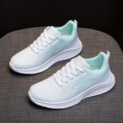 Women's Knitted Running Shoes Lace Up Sport Shoes Breathable Walking Shoes