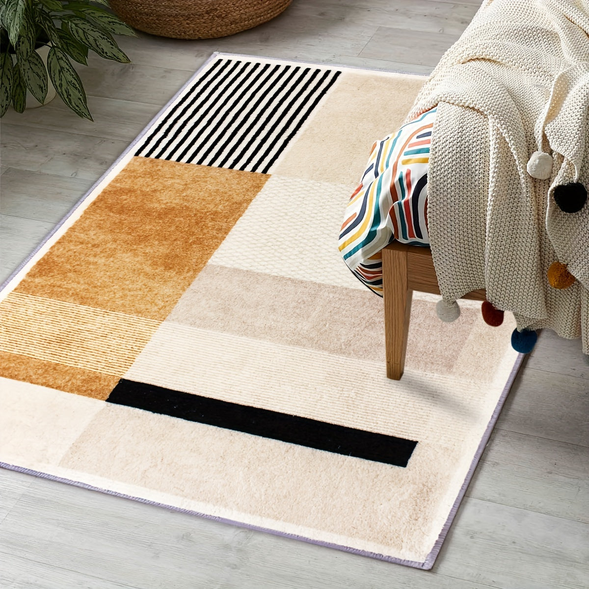 Modern Geometric Pattern Carpet Light High end Carpet 31.4 62.9inch